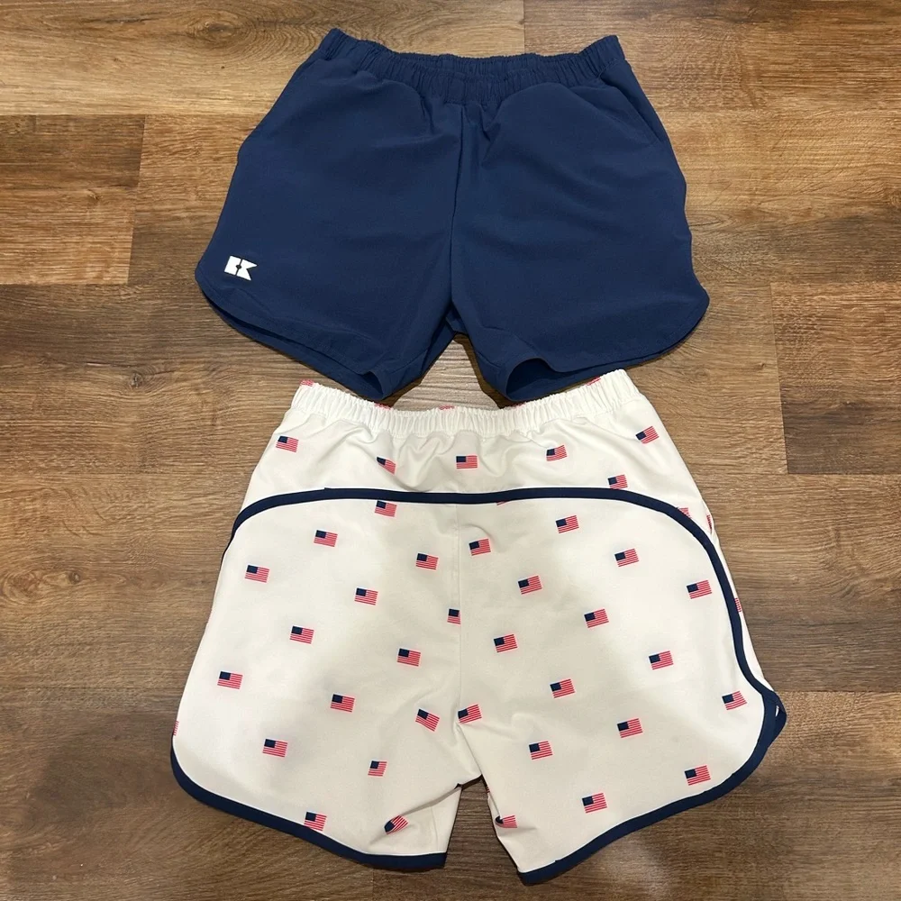 Courtside kids  Navy & white Flag-Print boys Athletic Shorts 2-Pack